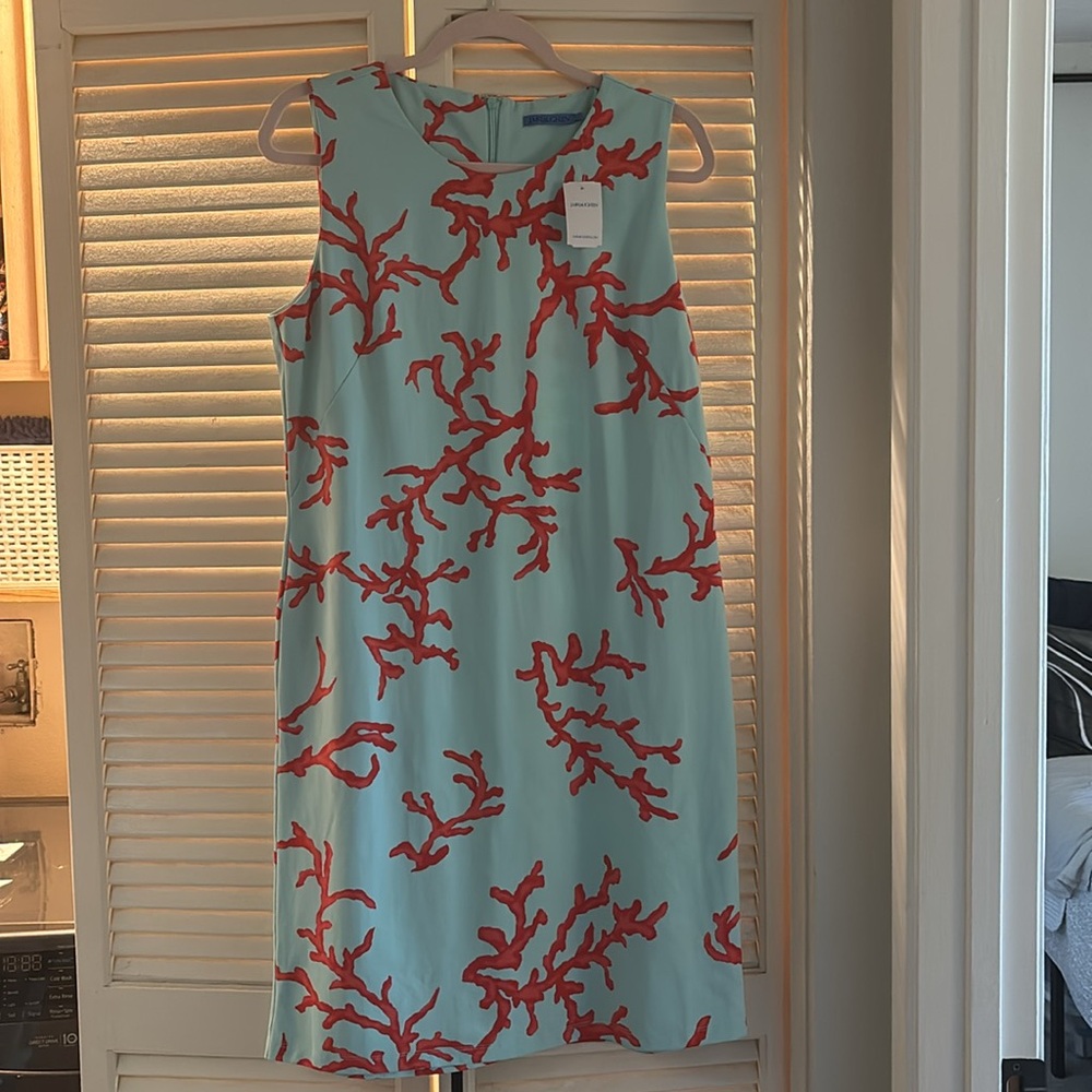 J. McLaughlin Blue & Coral Sleeveless Sophia Dress Sheath Resort Dress - NWT